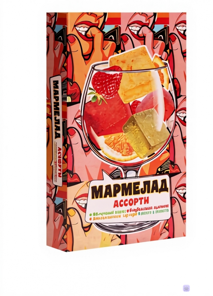  Мармелад АлкоАссорти(яблочный виски, клубничный просекко, апельсиновый вермут, лайм текила) 110г в Темрюке
