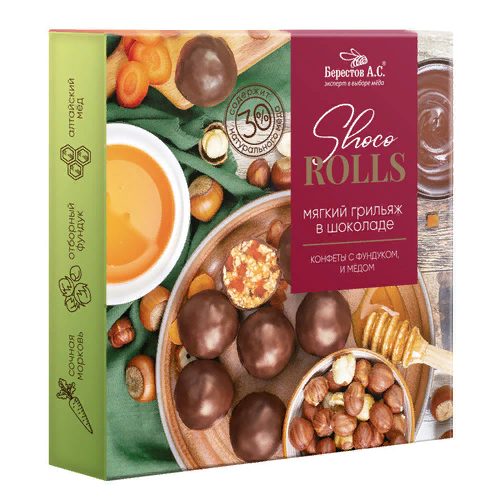  Берестов Shoco Rolls конфеты с фундуком, цукатами моркови  и медом 135г  в Темрюке